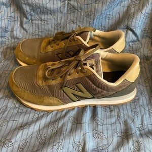 New balance mens 501 core sneakers in olive green 8.5
